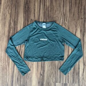 Gymshark Women's Teal Long Sleeve Crop Top